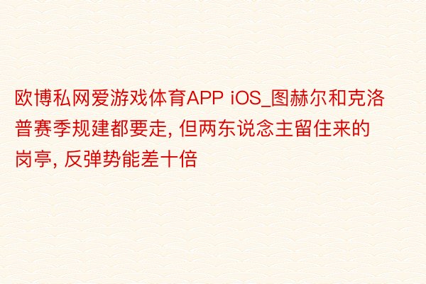 欧博私网爱游戏体育APP iOS_图赫尔和克洛普赛季规建都要走, 但两东说念主留住来的岗亭, 反弹势能差十倍