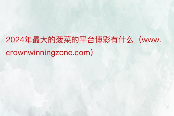 2024年最大的菠菜的平台博彩有什么（www.crownwinningzone.com）